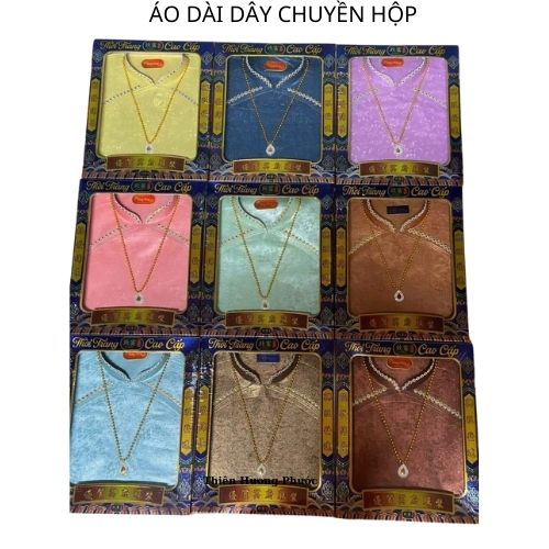 Áo dài bà cổ đứng dây chuyền hộp